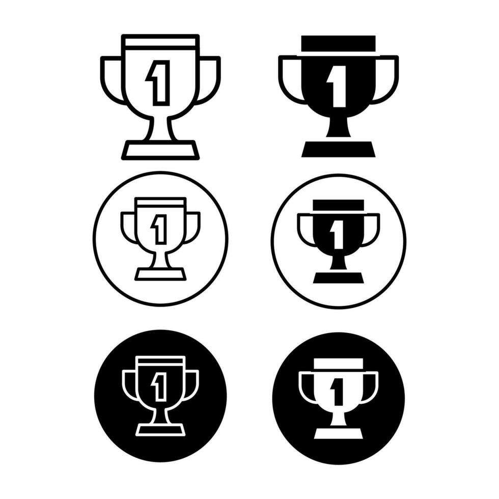 simple set trophy icon vector illustration logo design, isolated on white