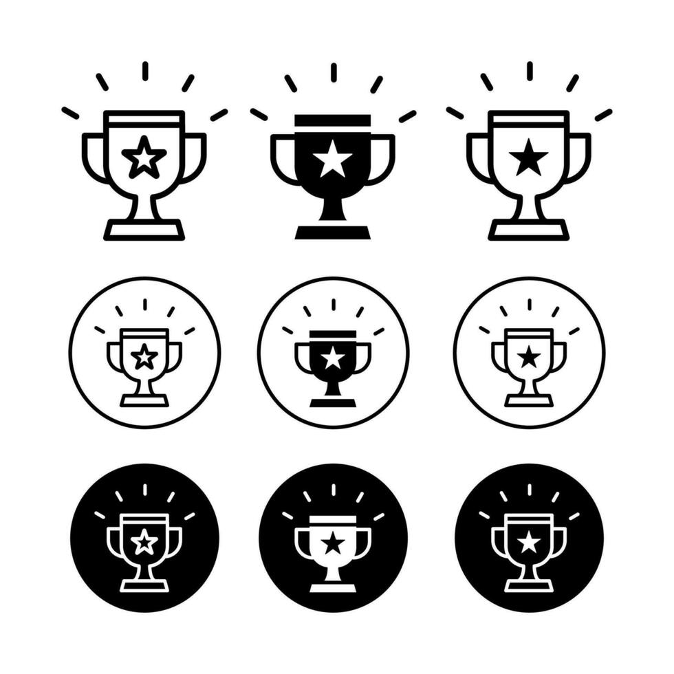 simple set trophy icon vector illustration logo design, isolated on white