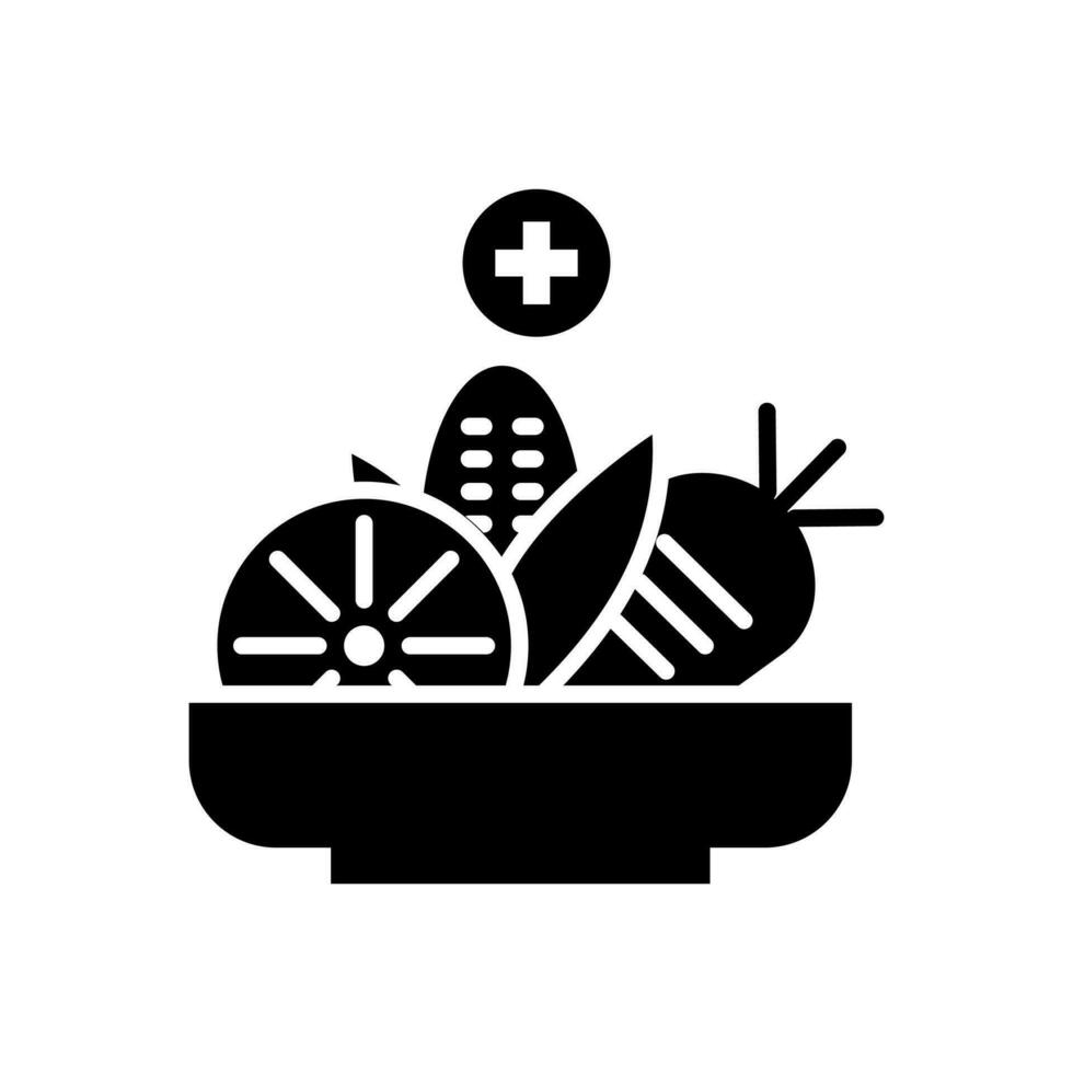 Vegetable Salad Meal Symbol Icon signs set on white background vector