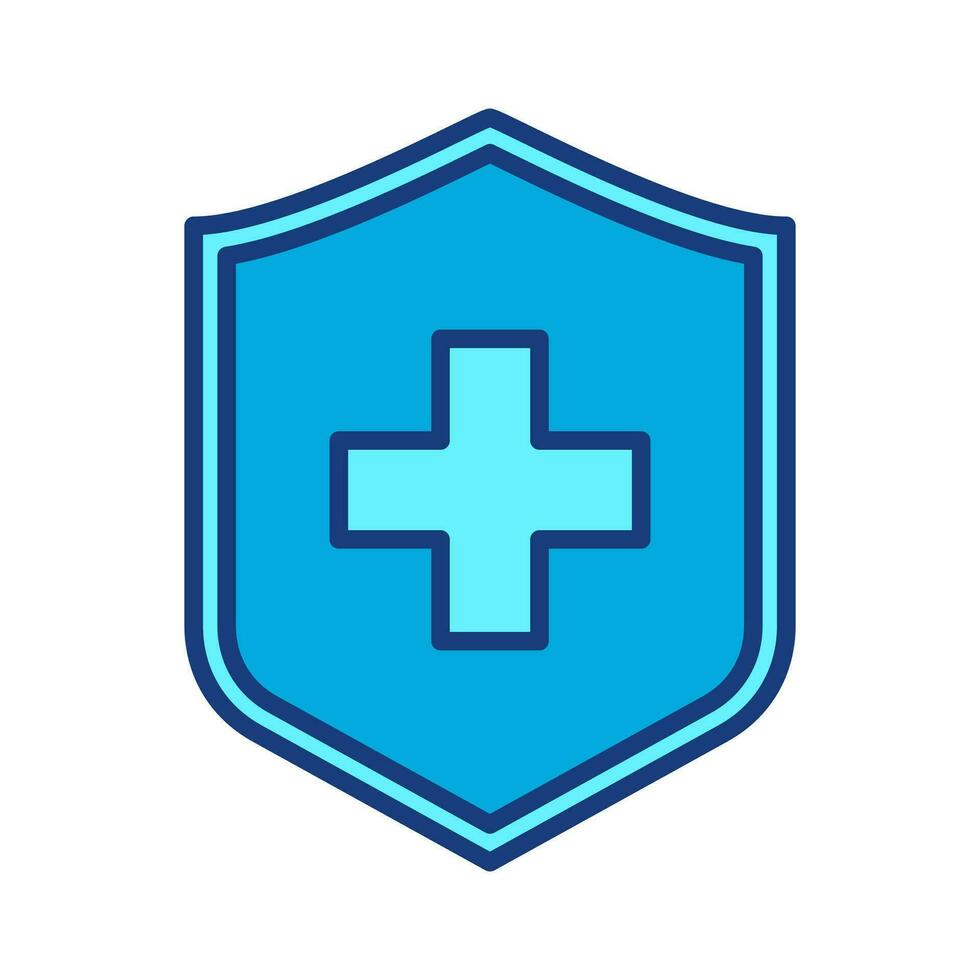 Immune system icon. Medical cross on shield. illustration isolated on white background vector