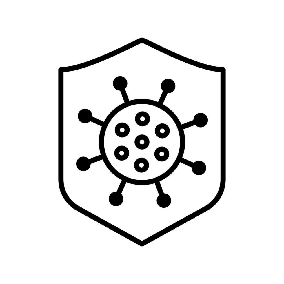 Immune system concept. Hygienic medical black shield protecting from virus.vector graphic web symbol on white background - editable vector