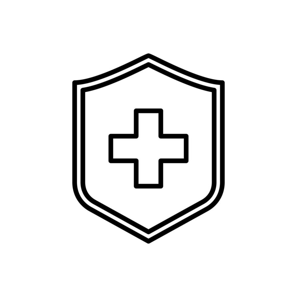 Immune system icon. Medical cross on shield. illustration isolated on white background vector