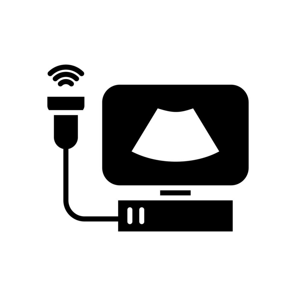 Ultrasound research vector icon. Medical diagnostic equipment, ecography. Vector illustration isolated on a white background.