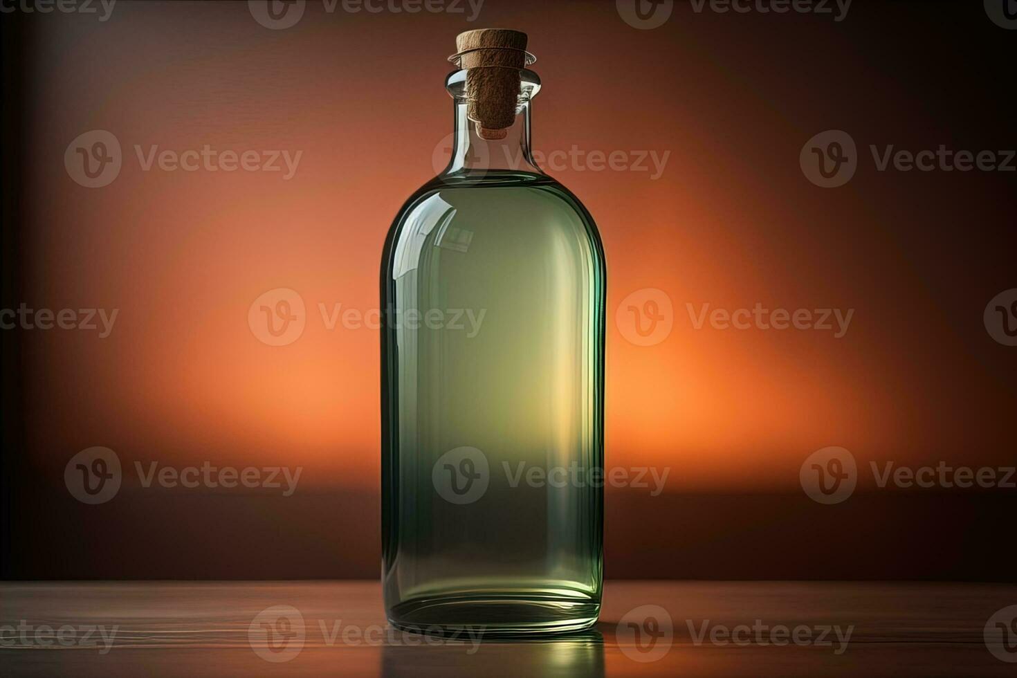Bottle with a liquid on a solid color background. ai generative photo