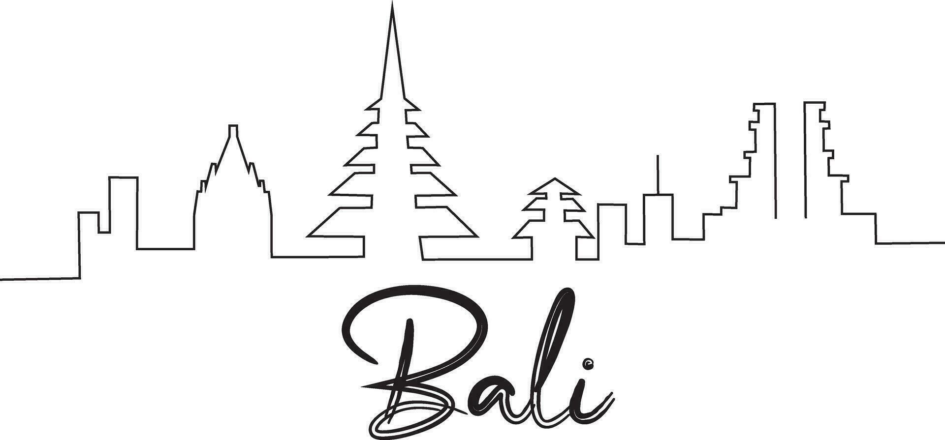 Bali Indonesia Line Drawing Free Vector