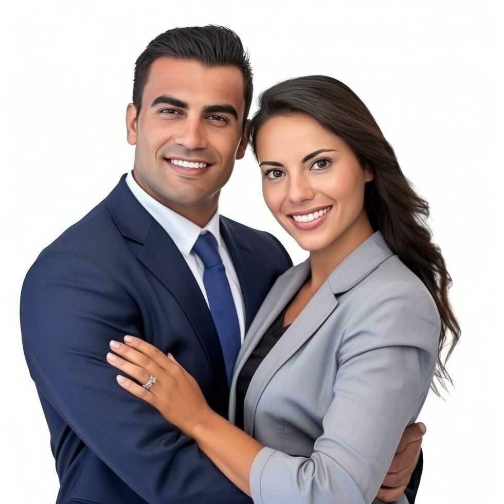 Happy multi ethnic business couple isolated photo