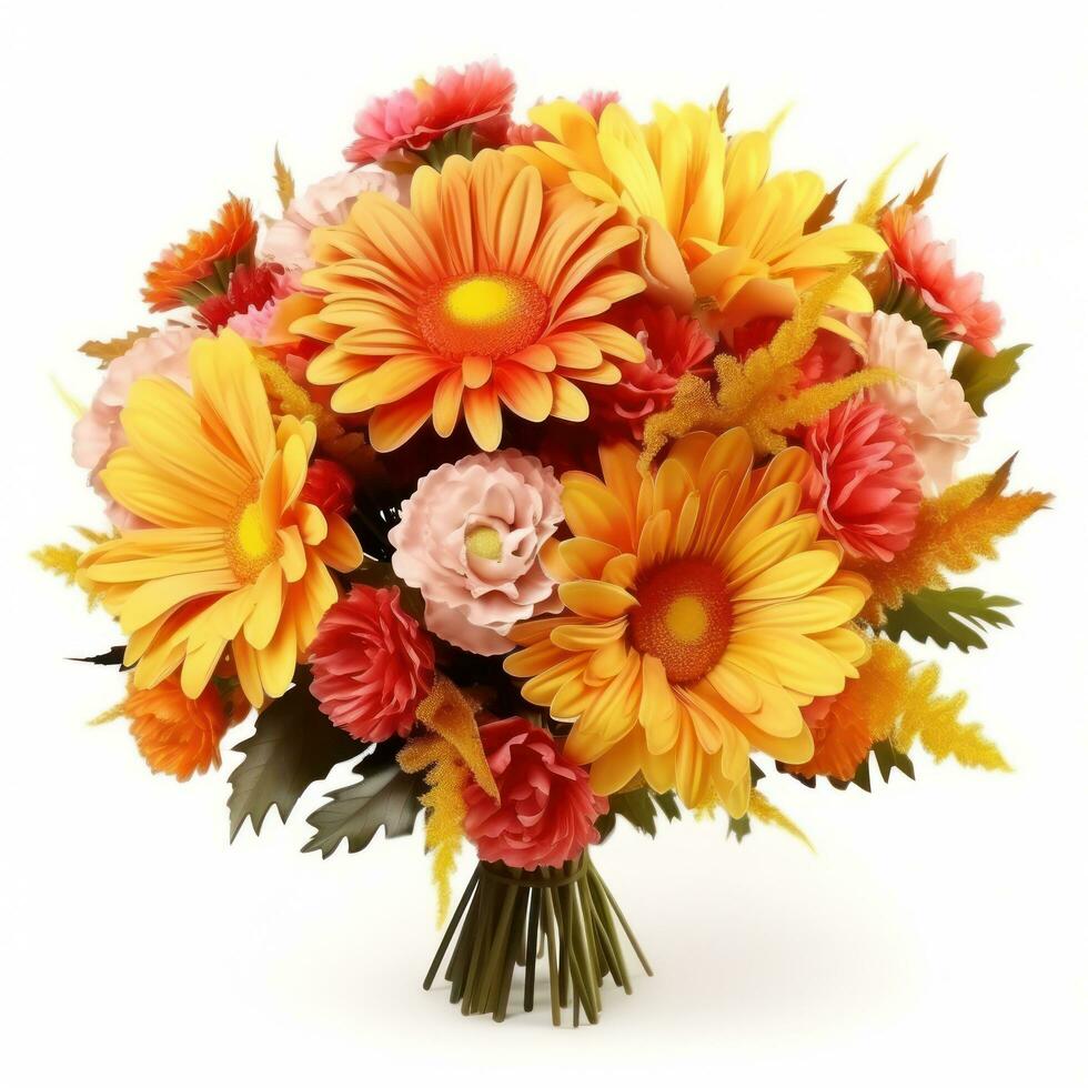 Autumn flowers bouquet isolated photo