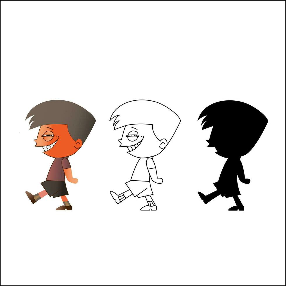 The walking smiling boy in 3 mode vector