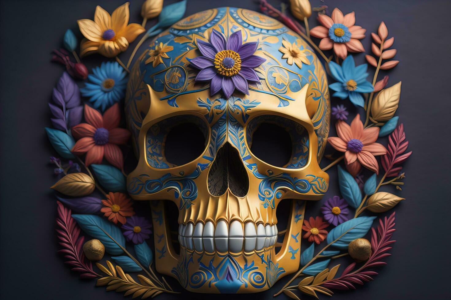 Day of the Dead sugar skull. Mexican sugar skull. ai generative photo
