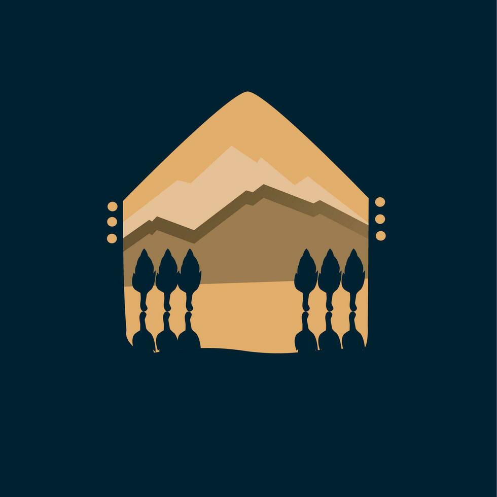 logo Arte montaña y árbol ver para tu marca vector