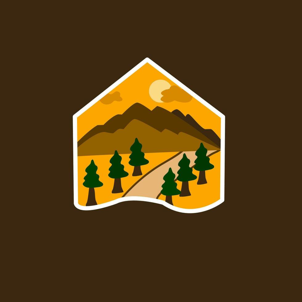 Logo art mountain and tree view for your brand vector