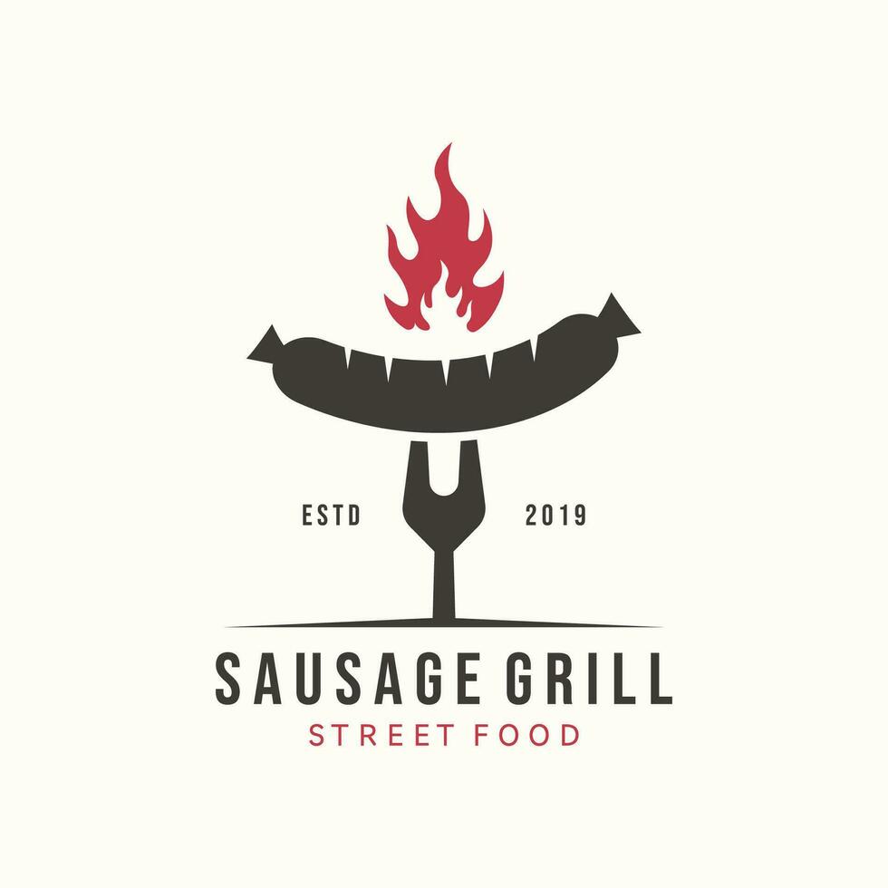 Sausage Logo Template. Street Food Logo Icon. vector