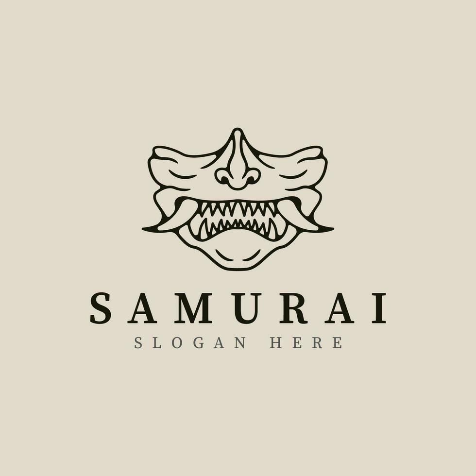 samurai máscara línea Arte logo vector ilustración modelo diseño.