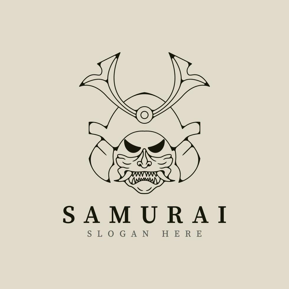 samurai máscara línea Arte logo vector ilustración modelo diseño.