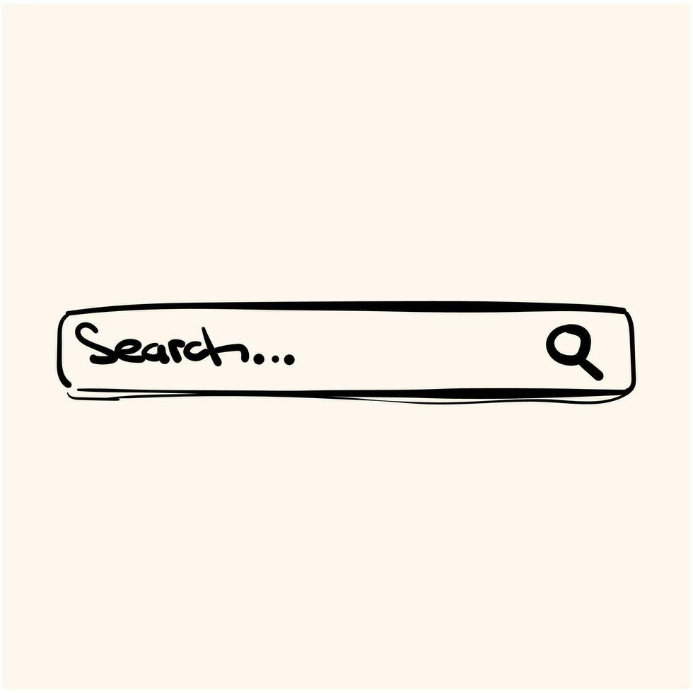 dibujado a mano doodle barra de búsqueda icono ilustración vector aislado