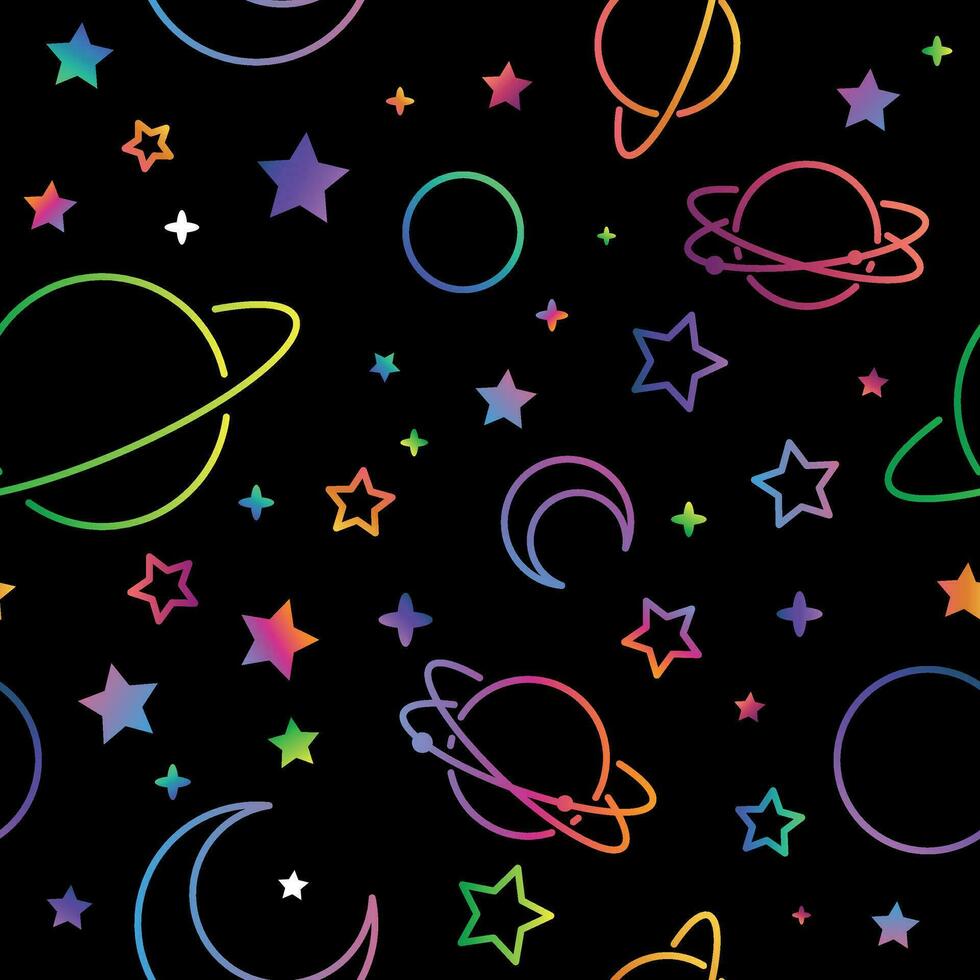 Seamless night sky stars pattern vector