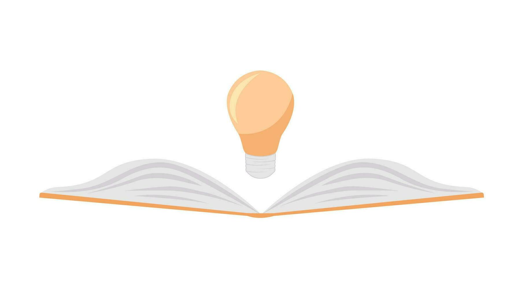 Open book with a bulb. In cartoon style. Concept for education, learning.Vector illustration vector