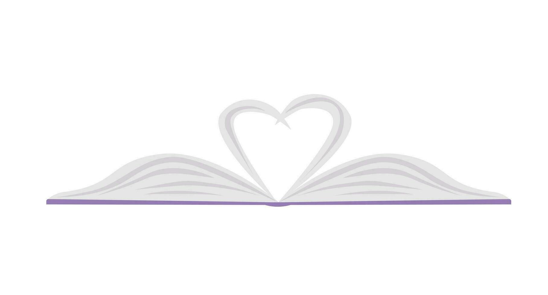 Open book with a heart from pages. In cartoon style. Concept for education, learning.Vector illustration vector