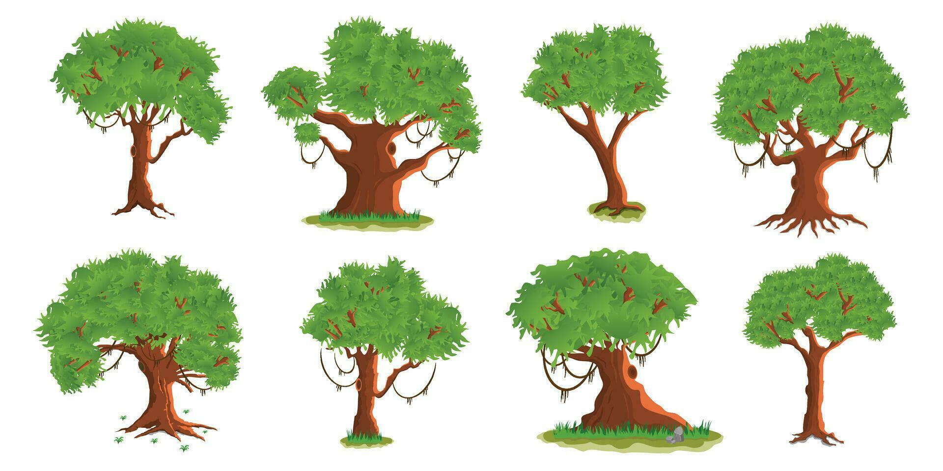 Set of cartoon trees isolated on a white background vector