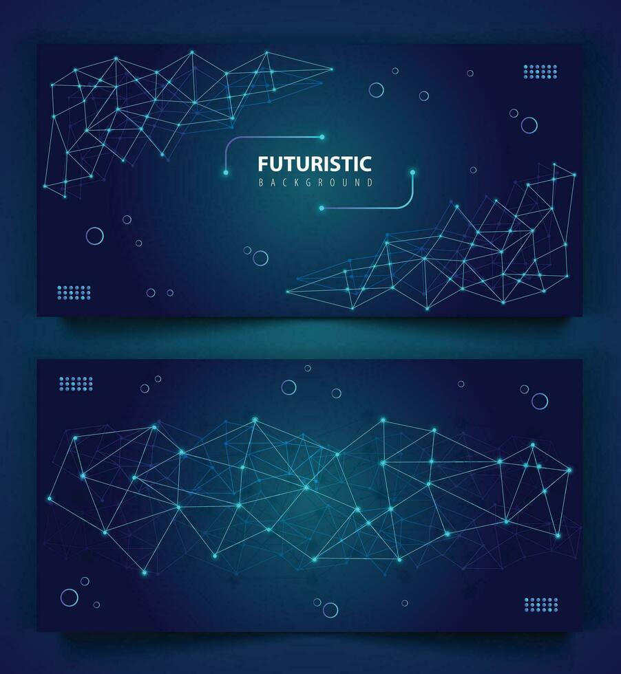 Abstract futuristic background dots connect for digital technology concept design isolated on dark blue background vector