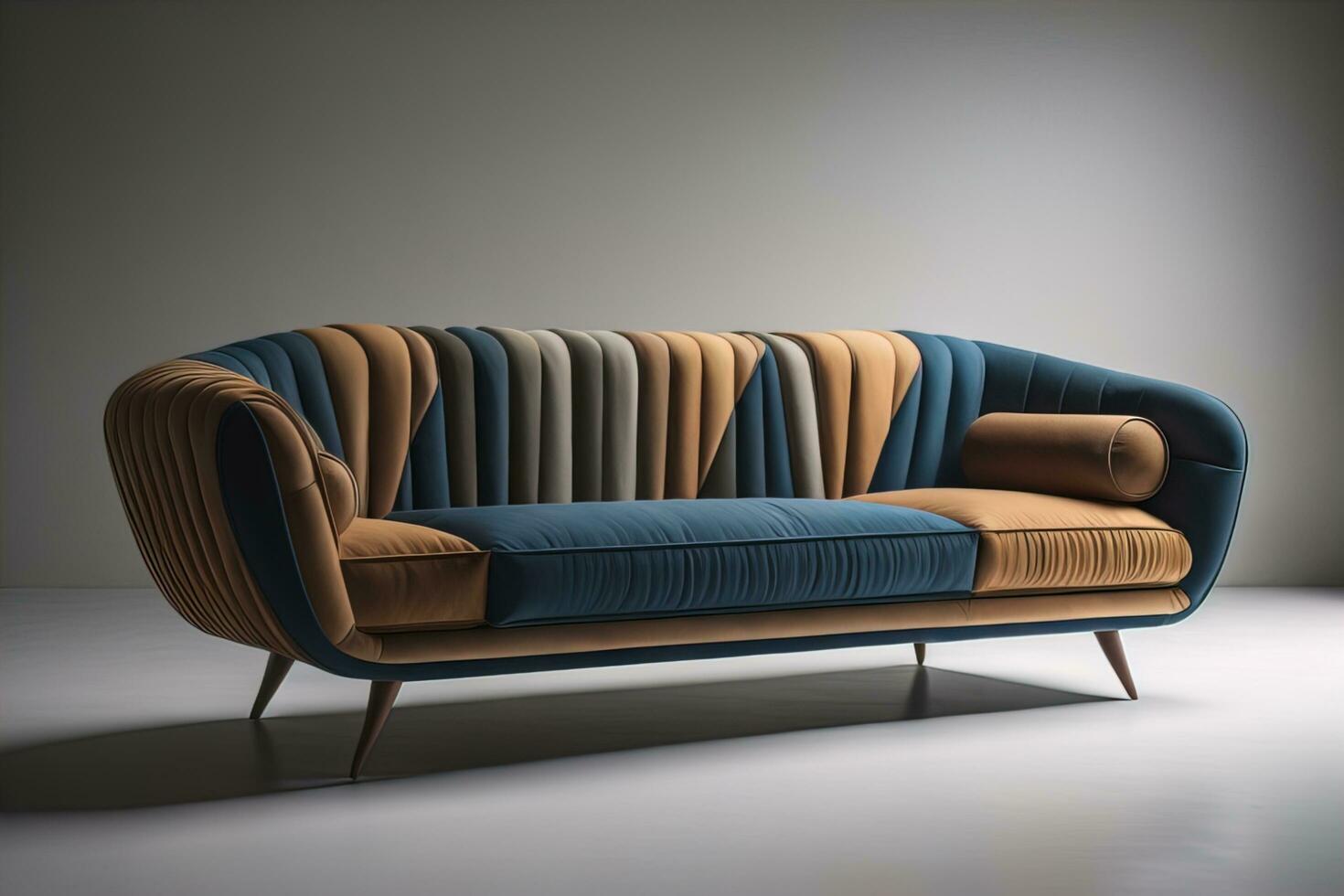A creative, colourful, and stylish sofa in the interior, AI generated photo