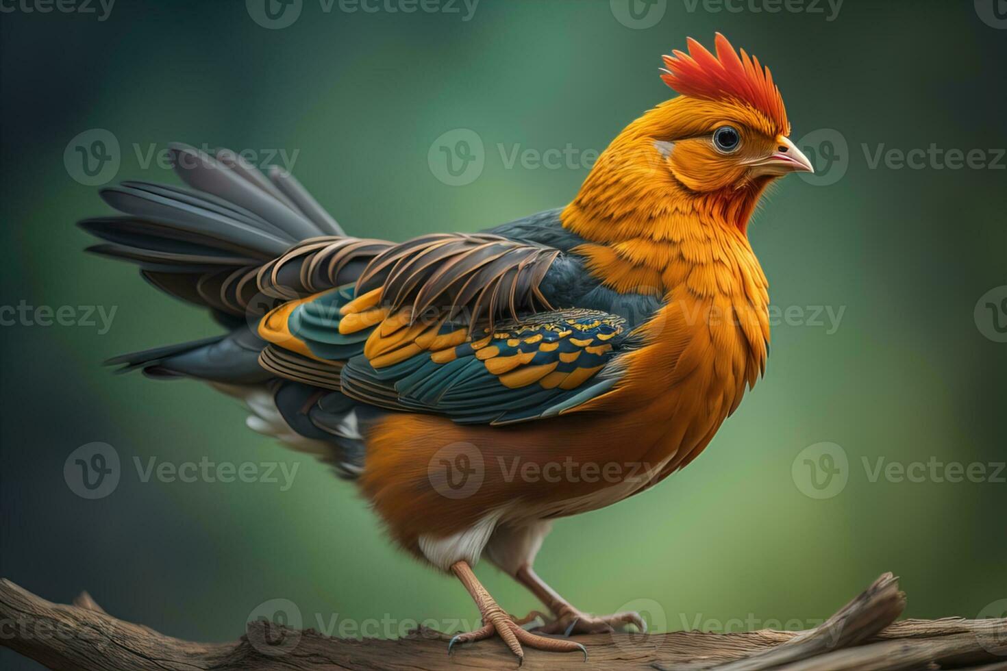 Colorful chicken on a solid color background, studio photo. ai generative photo