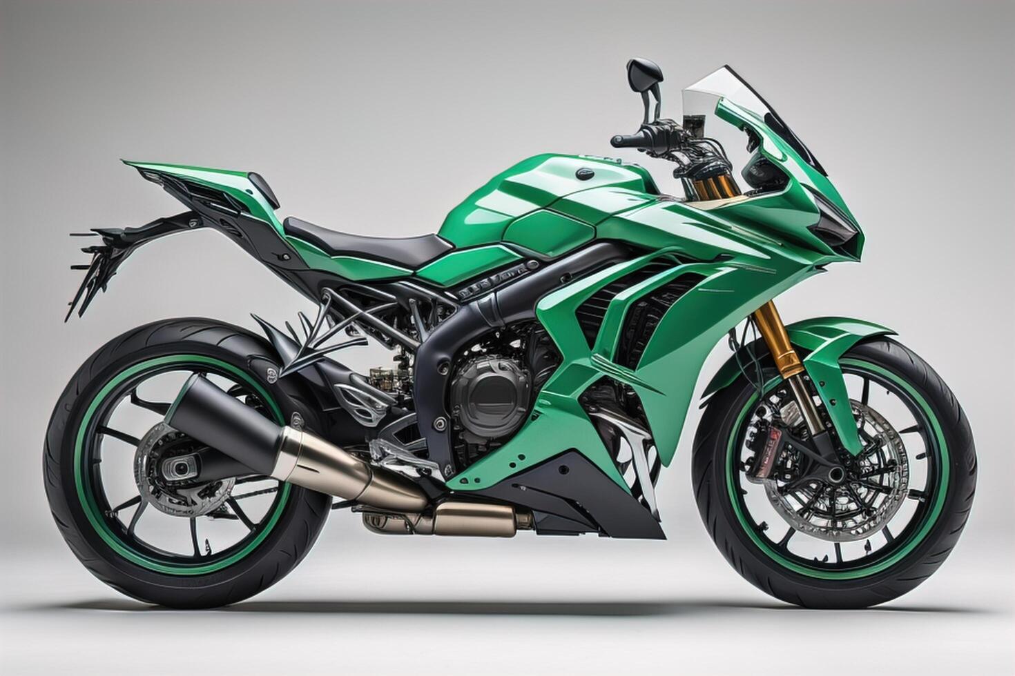 Modern powerful super sports motorcycle on a gray background. photo