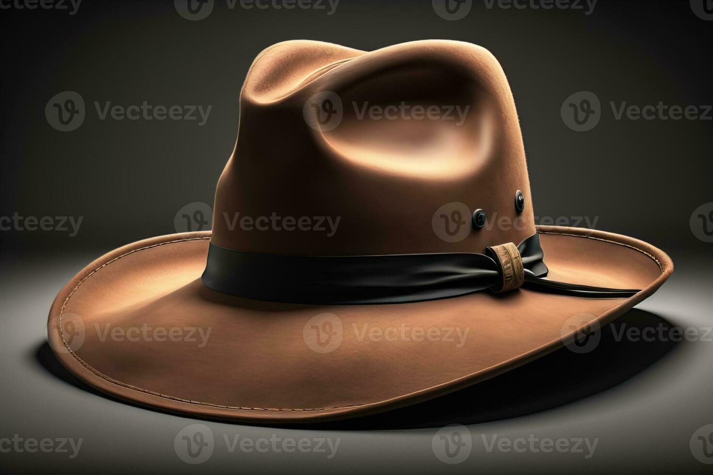 Cowboy hat on a wooden table. ai generative photo