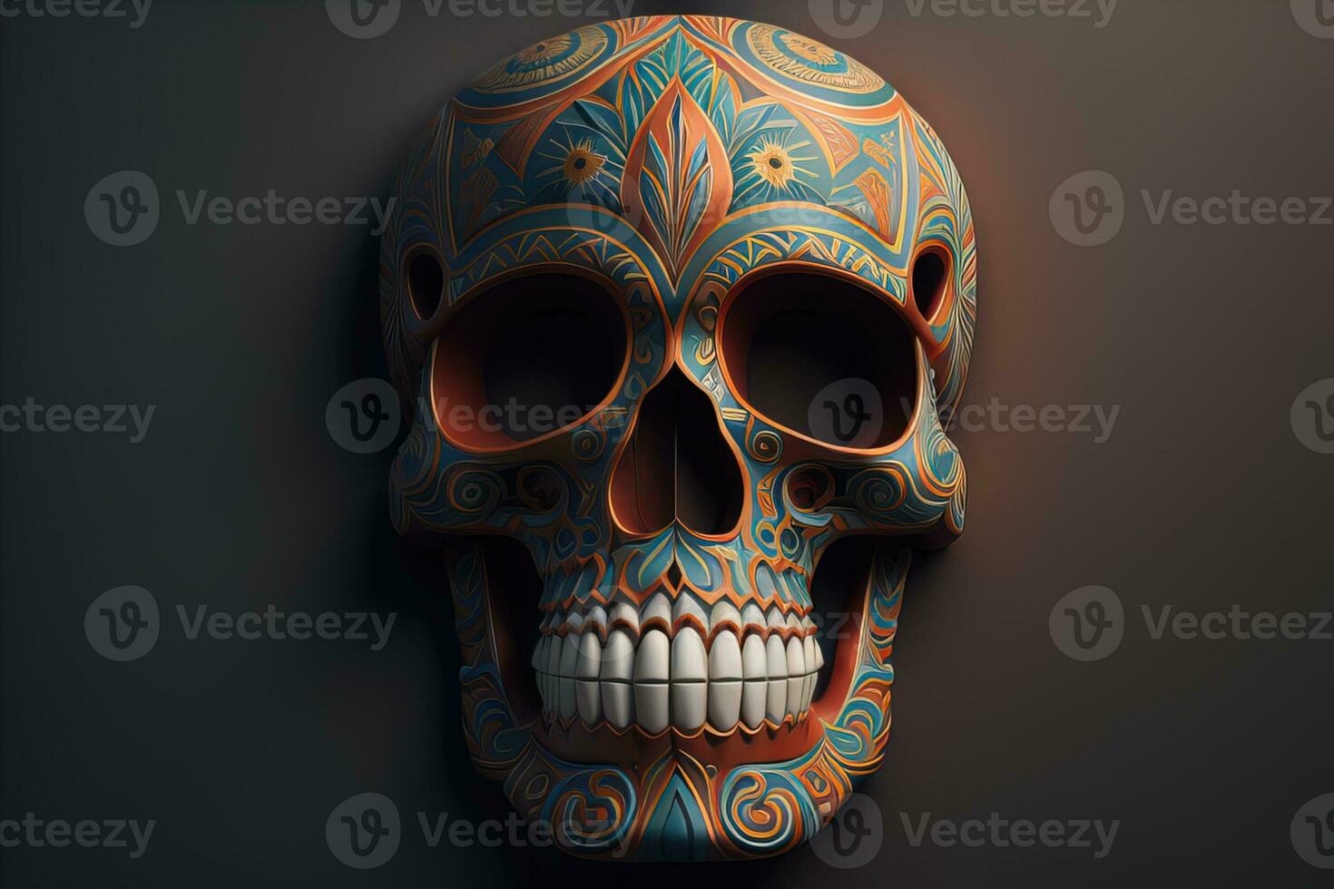 Day of the Dead sugar skull. Mexican sugar skull. ai generative photo