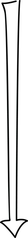 Black straight long arrow in hand drawn style. Arrow shape element pointing right. vector