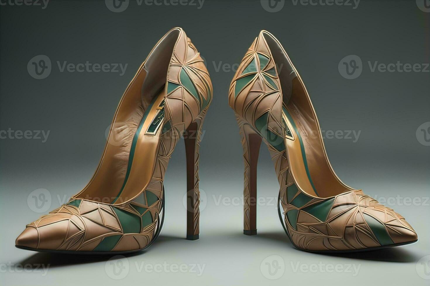 High heel women shoes on a solid colour background. ai generative photo