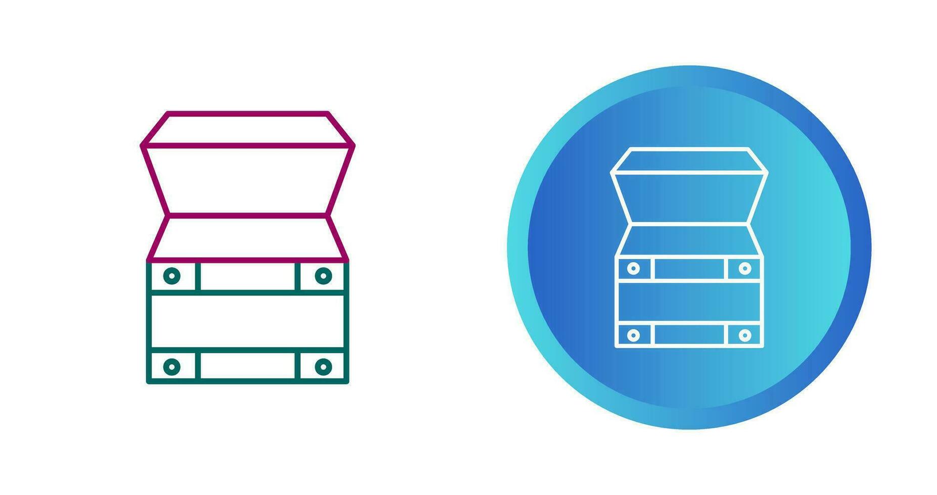 icono de vector de caja de tesoro abierto