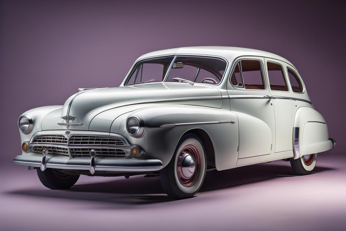 Classic american car on a purple background. generative ai photo