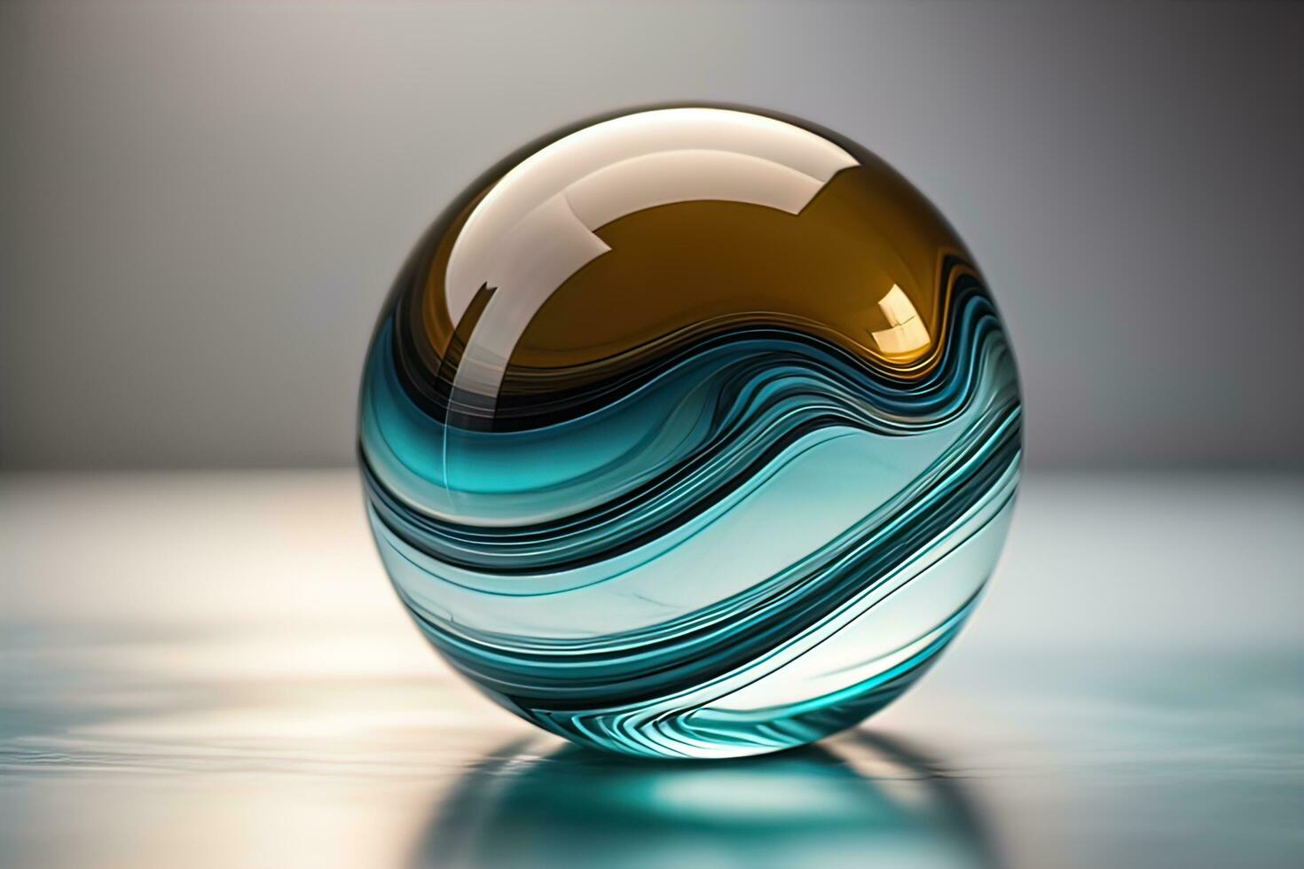 Transparent crystal ball on a wooden table. ai generative photo