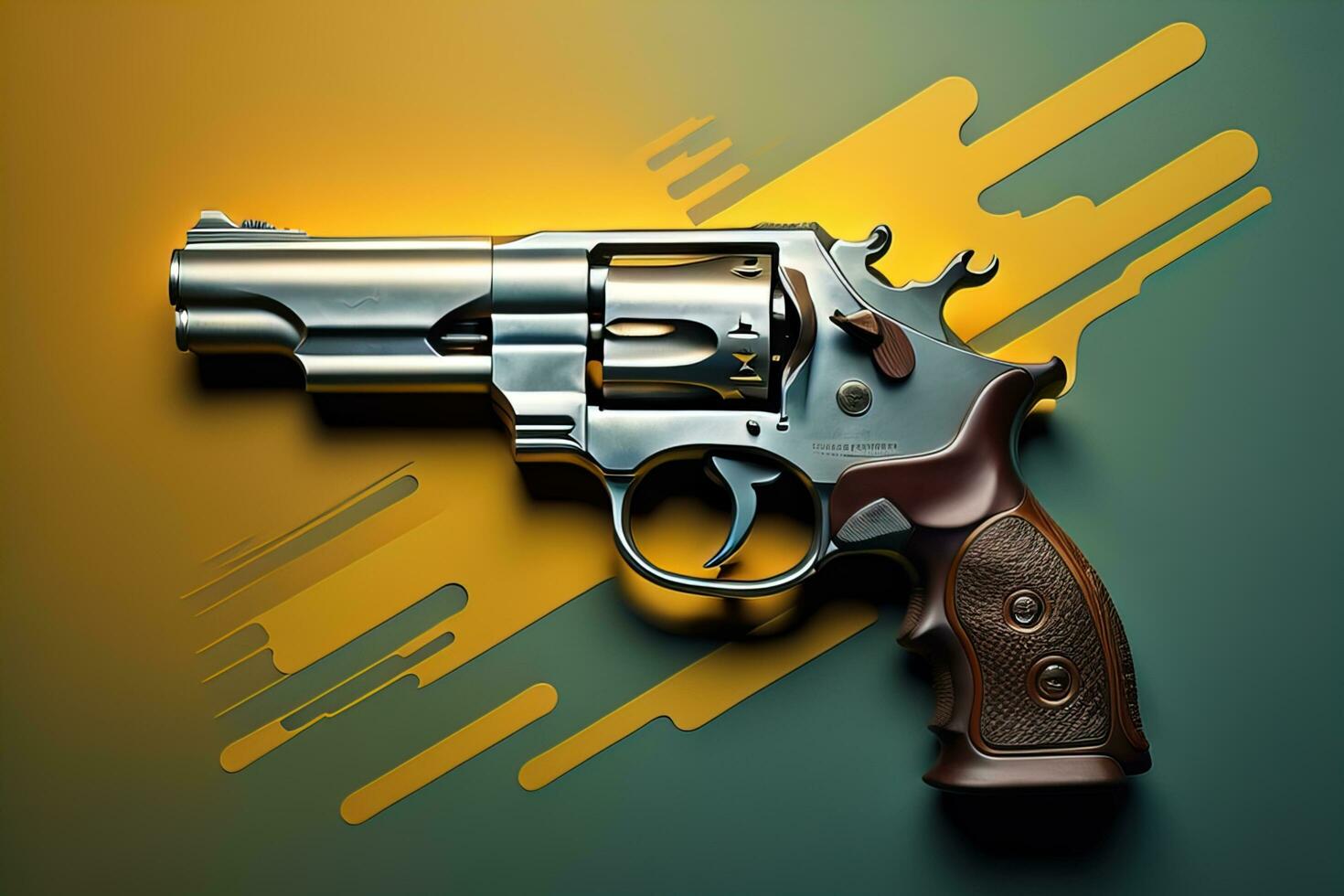 Semi-automatic handgun on a solid color background. Close-up. ai generative photo