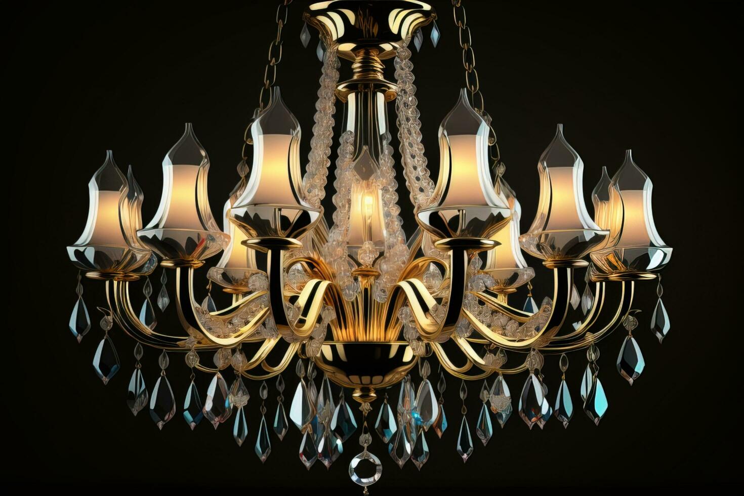 Luxury chandelier isolated on dark background. ai generative photo