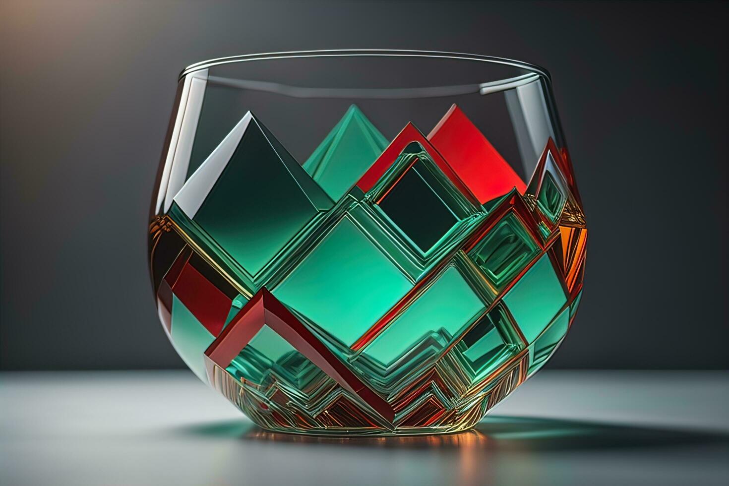 Colorful glass pot on a dark background. ai generative photo