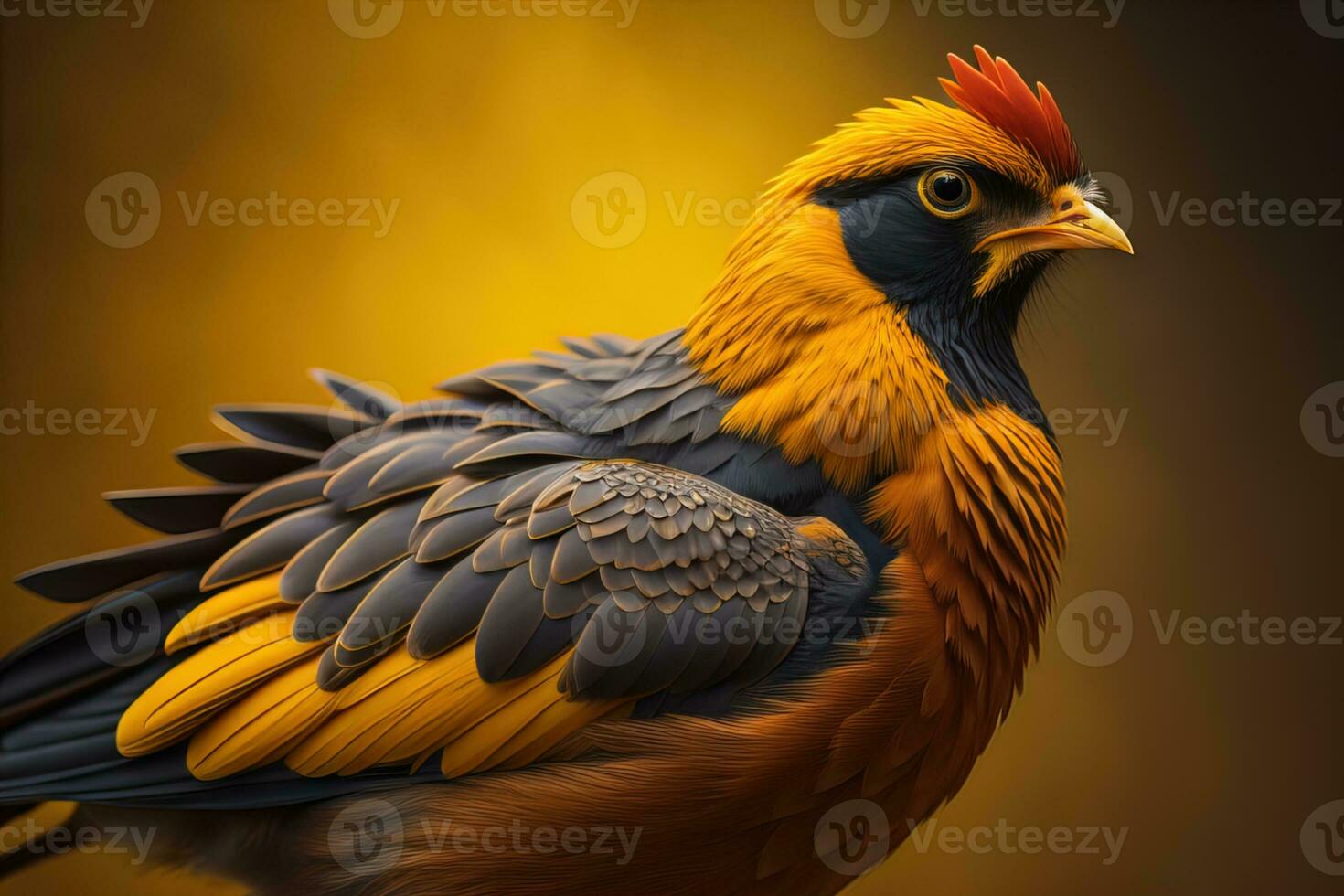 Colorful chicken on a solid color background, studio photo. ai generative photo