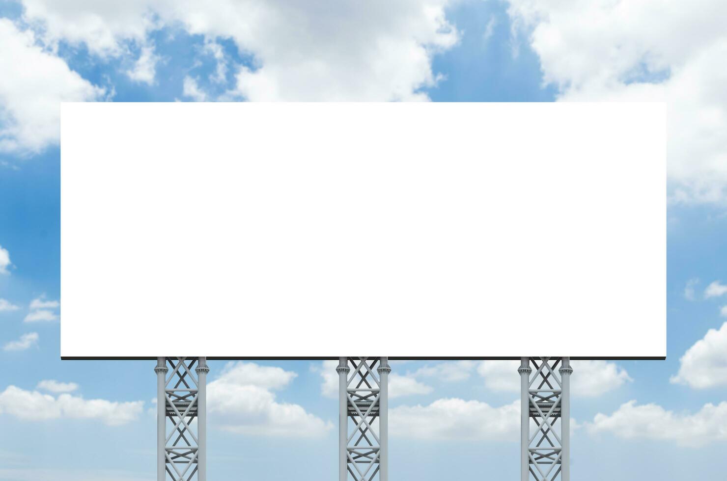 Pole outdoor billboard with blue sky background. clipping path for mockup white screen photo