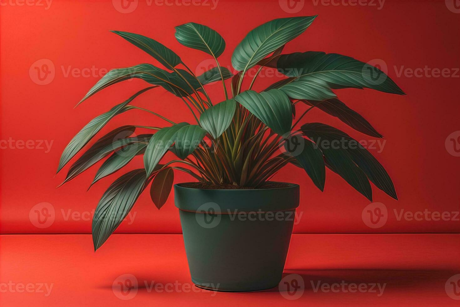 Flowers in a pot on a solid color background. ai generative photo