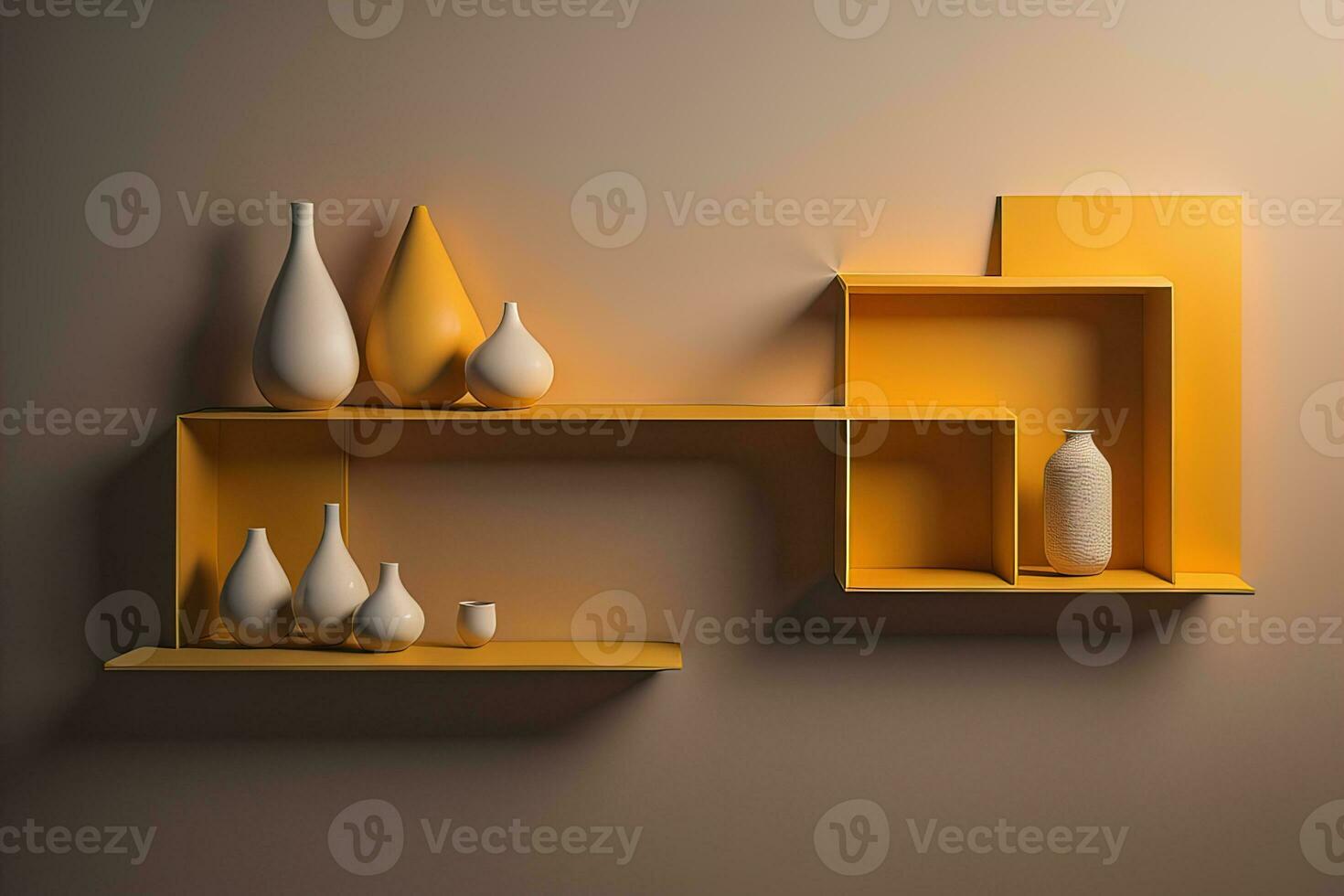 Bookshelf in scandinavian interior. ai generative photo