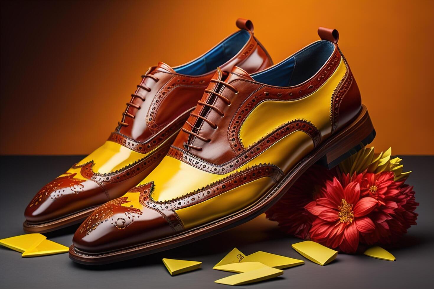 Shoes for a young man on a dark background. generative ai 27046492