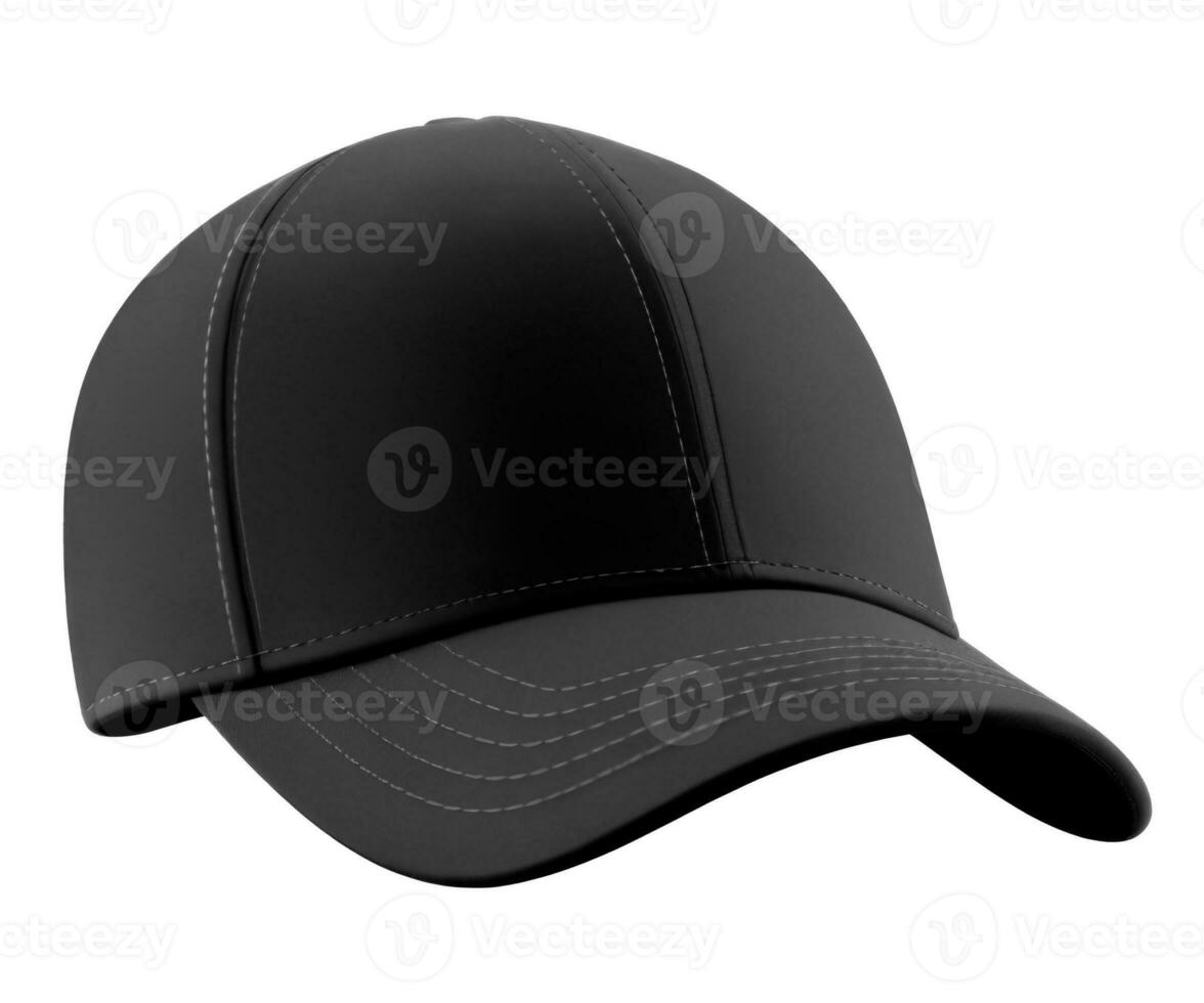 Blank Black baseball cap isolated on white background. Template Mock up. AI Generative photo