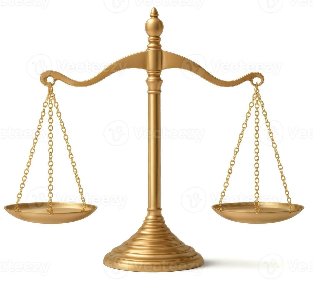 Scales of justice isolated on white background. AI Generative photo