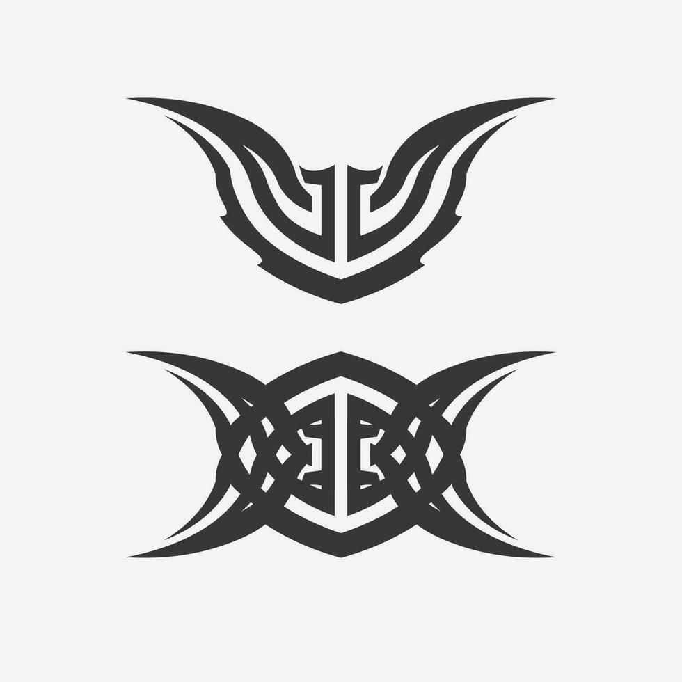 icono de diseño de logotipo vectorial tribal negro y signo tribal vector