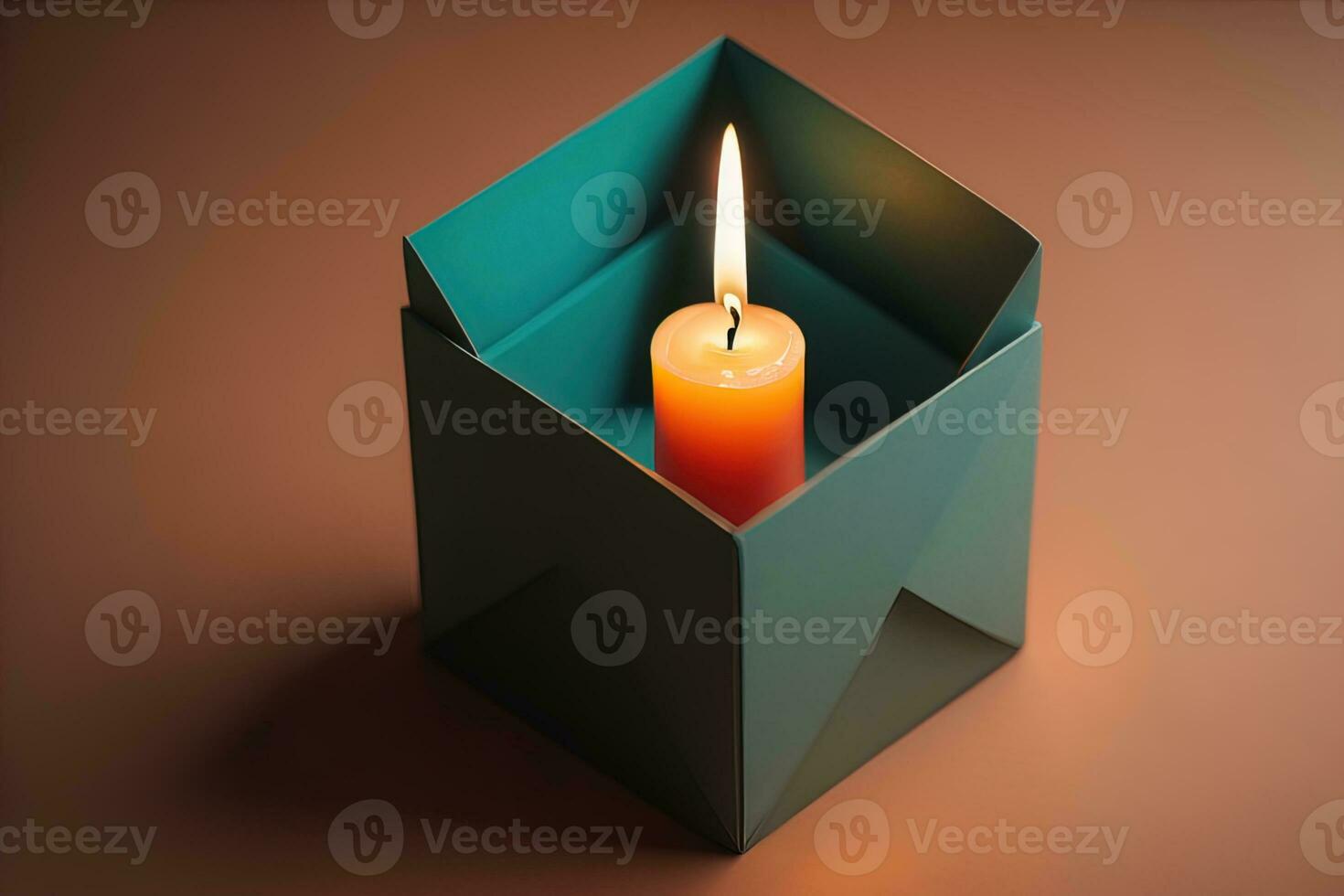 Creative burning candle on a wooden background. ai generative photo