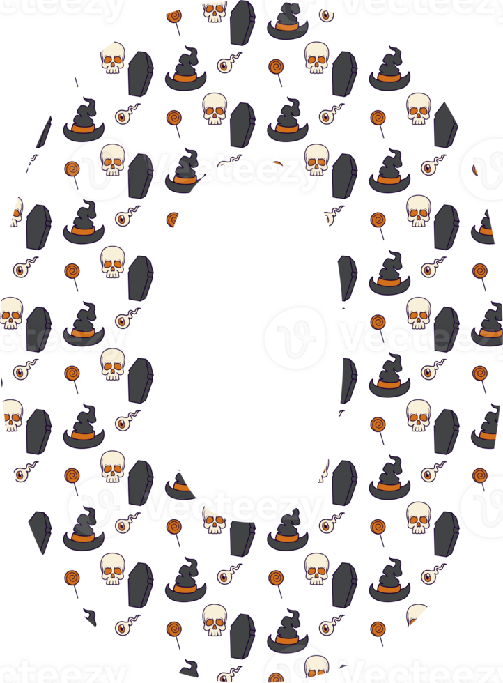 Number 0 halloween for decoration and design. png