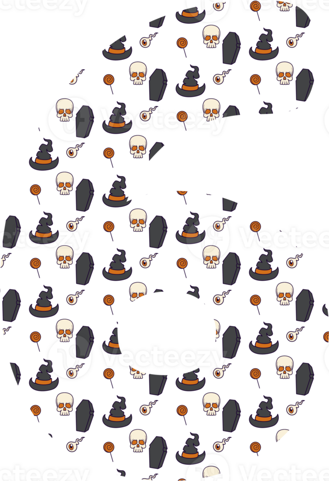 Number 6 halloween for decoration and design. png