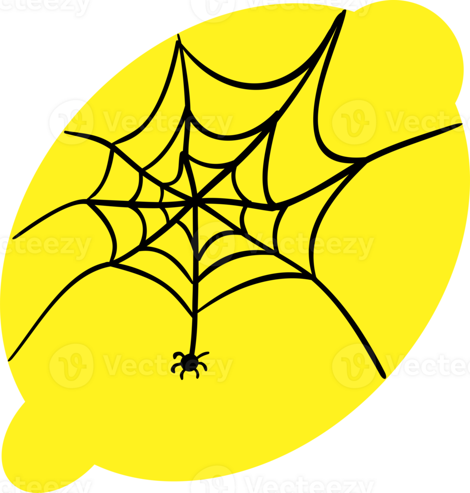 Lemon with cobweb and spider for decoration. png