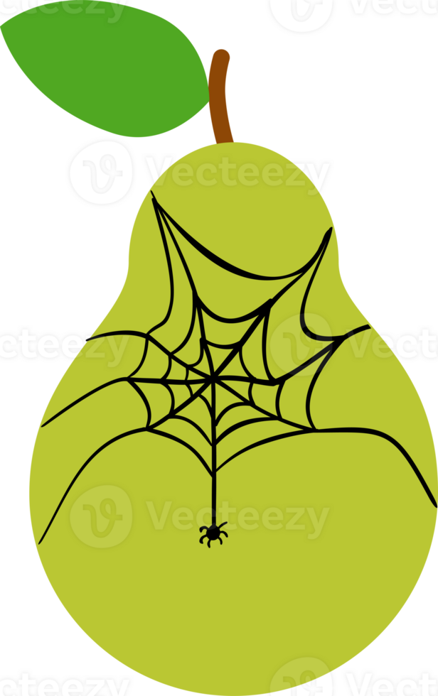 Pear with a cobweb and a spider for decoration. png